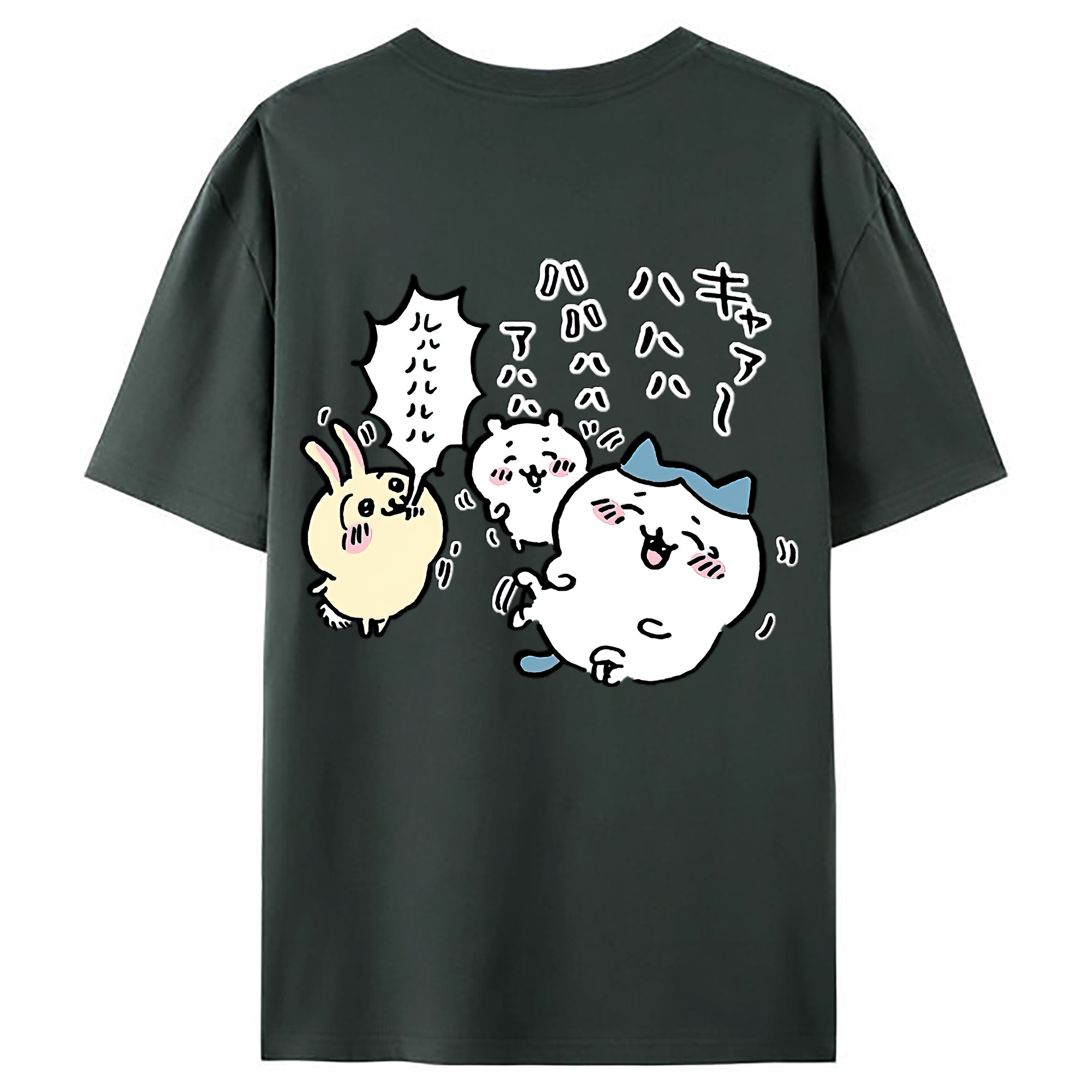 （画像用） ちいかわ うさぎ Chii-kawa usagi 綿100％ メンズ半袖Tシャツ（バックプリント） 通気性